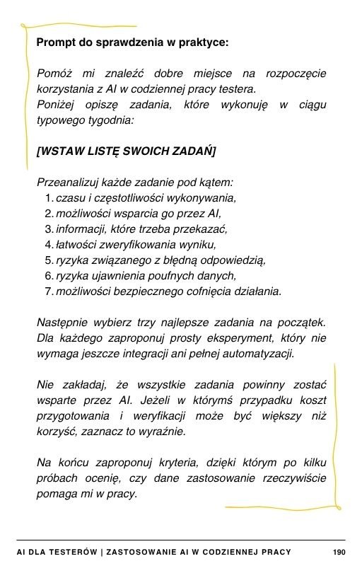Przykładowa strona e-booka - AI w codziennej pracy testera